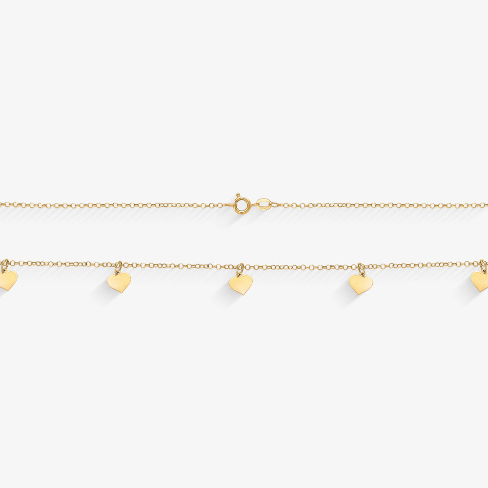 Gargantilha Coração Elo Português em Ouro Amarelo 18K, 45cm
