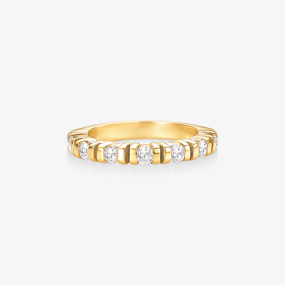 Meia Aliança Laço com Diamantes em Ouro Amarelo 18K