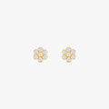 Brinco Flor Baby com Pedras Branca em Ouro Amarelo 18K