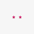 Brinco Baby Estrela com Pedra Rosa Pink em Ouro Amarelo 18K
