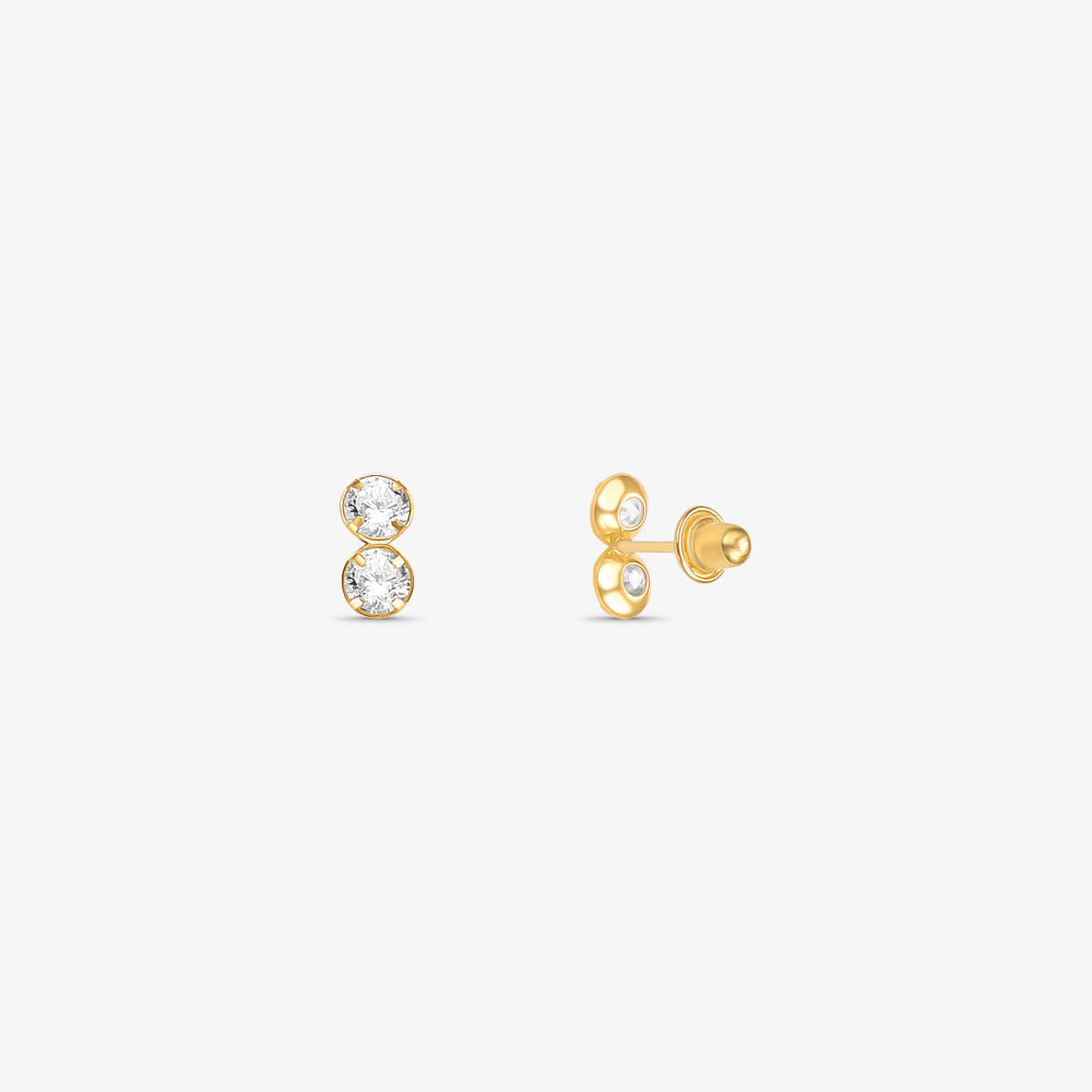 Brinco Baby com Dupla Pedra em Ouro Amarelo 18K
