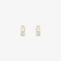 Brinco Meia Argola com Pedras em Ouro Amarelo 18K