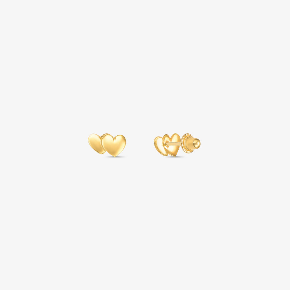 Brinco Baby Coração Duplo em Ouro Amarelo 18K