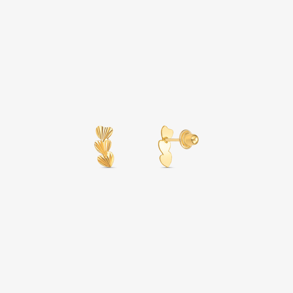 Brinco Infantil Trio de Corações em Ouro Amarelo 18K