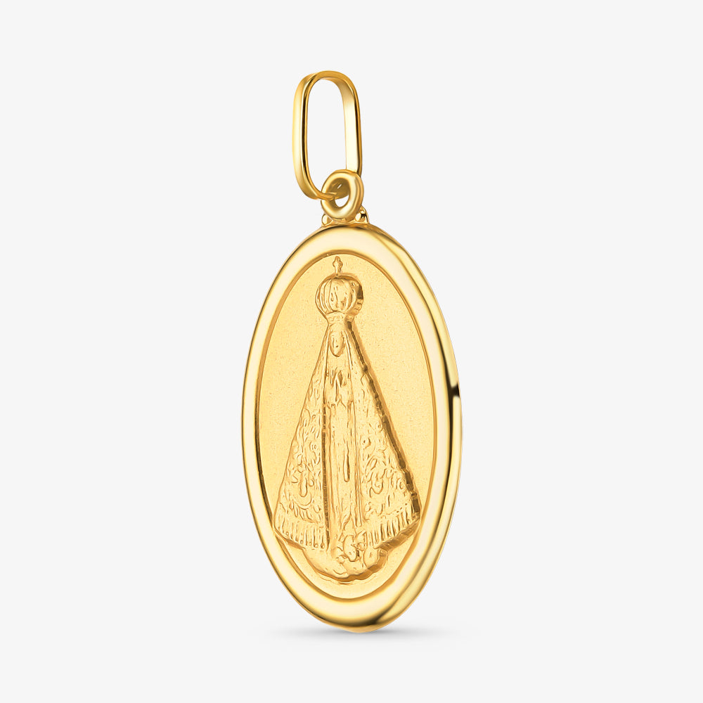 Pingente Oval N.Sra Aparecida em Ouro Amarelo 18K