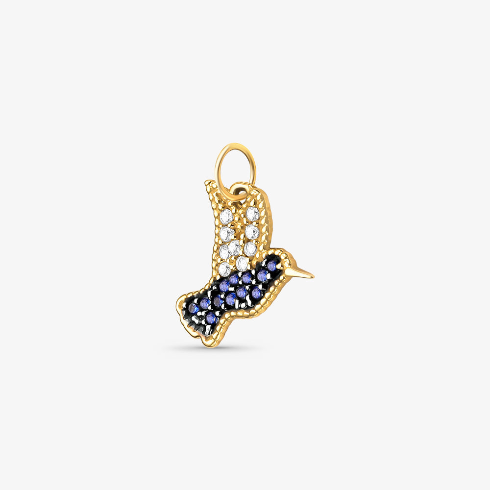 Pingente Beija-Flor com Pedras em Ouro Amarelo 18K