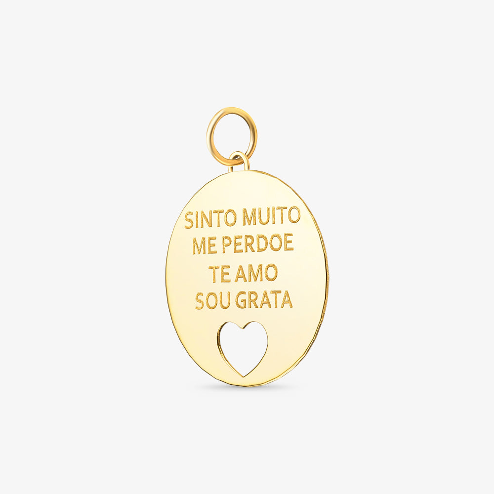 Pingente Placa Escrita Ho’oponopono em Ouro Amarelo 18K