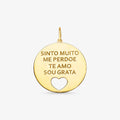 Pingente Placa Escrita Ho’oponopono em Ouro Amarelo 18K