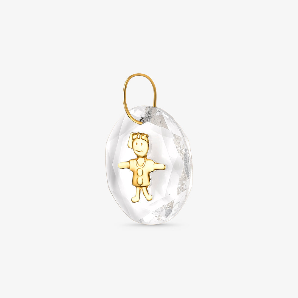 Pingente Cristal com Menina em Ouro Amarelo 18K