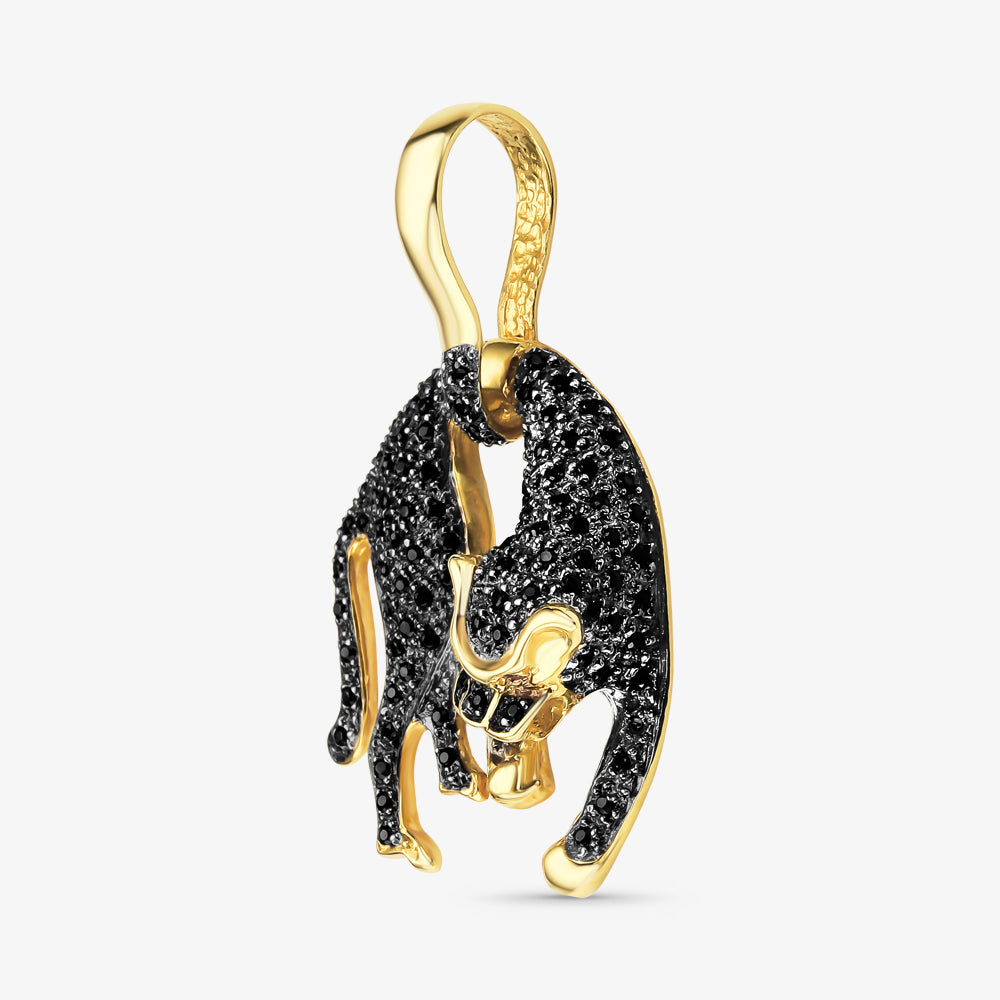 Pingente Onça om Pedras em Ouro Amarelo 18K
