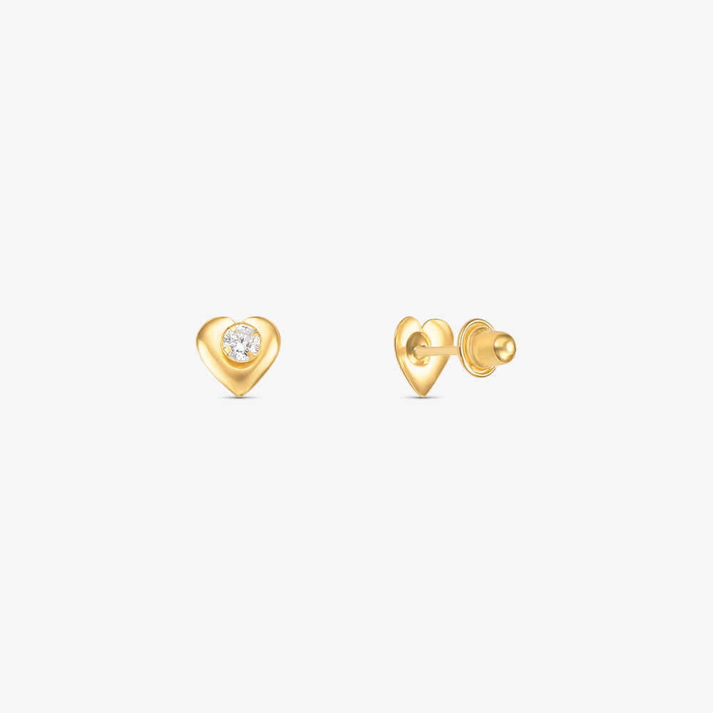 Brinco Mi Coração com Pedras em Ouro Amarelo 18K