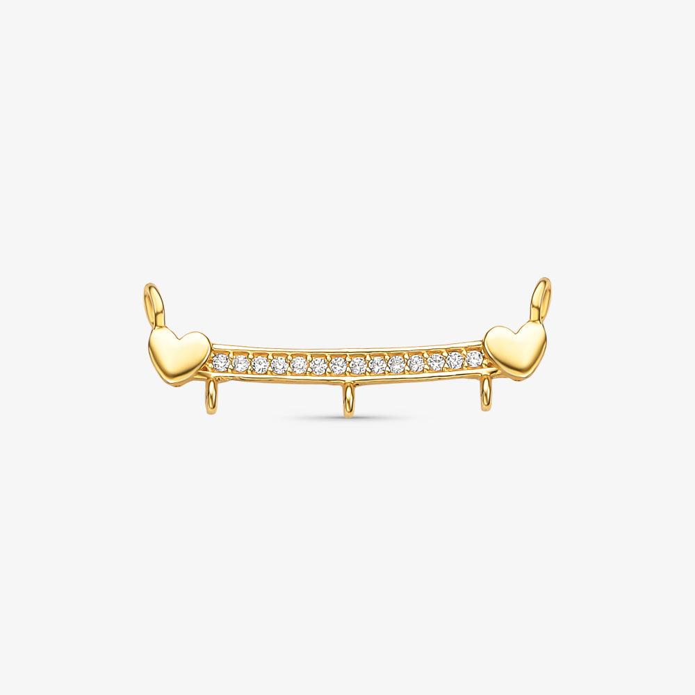 Pingente Canga Coração Duplo com Pedra em Ouro Amarelo 18K