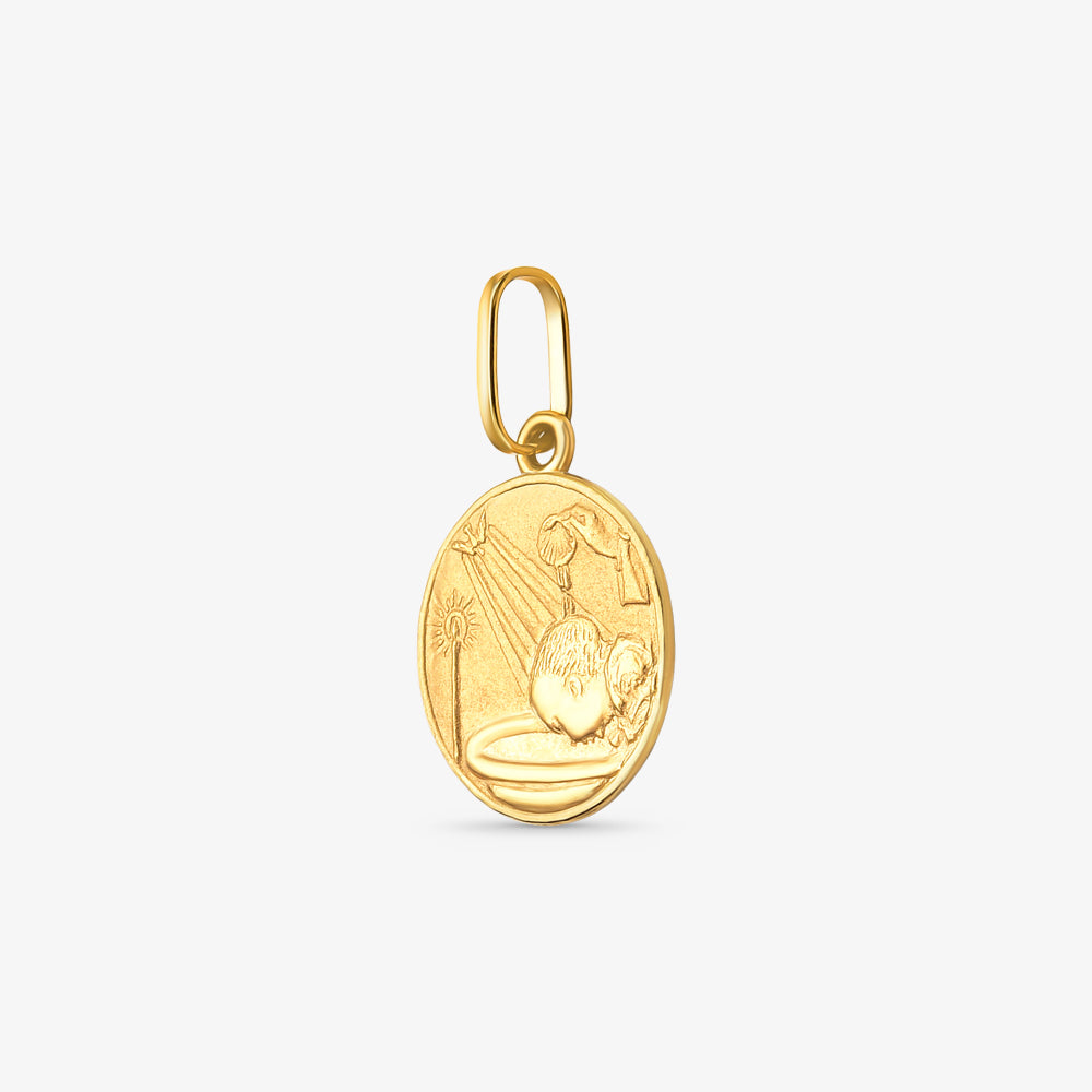 Pingente Medalha Batismo em Ouro Amarelo 18K