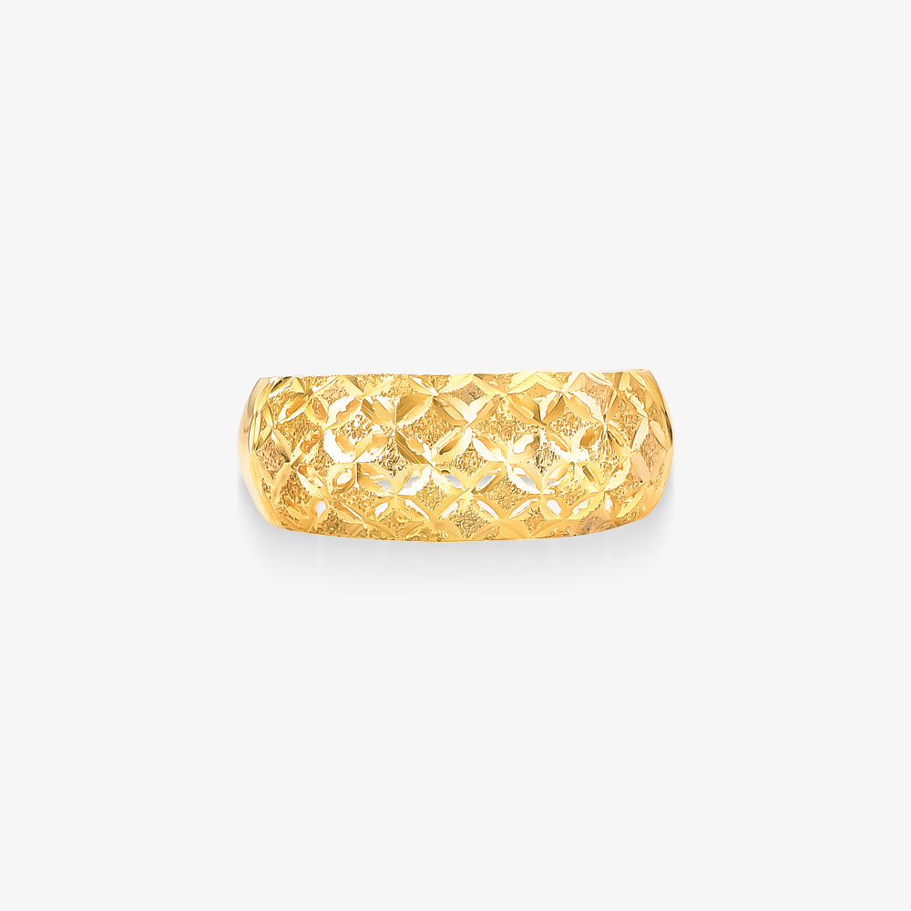 Anel Estamparia Losango Tricolor em Ouro Amarelo 18K