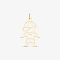 Pingente Menino Vazado com Boné em Ouro Amarelo 18K