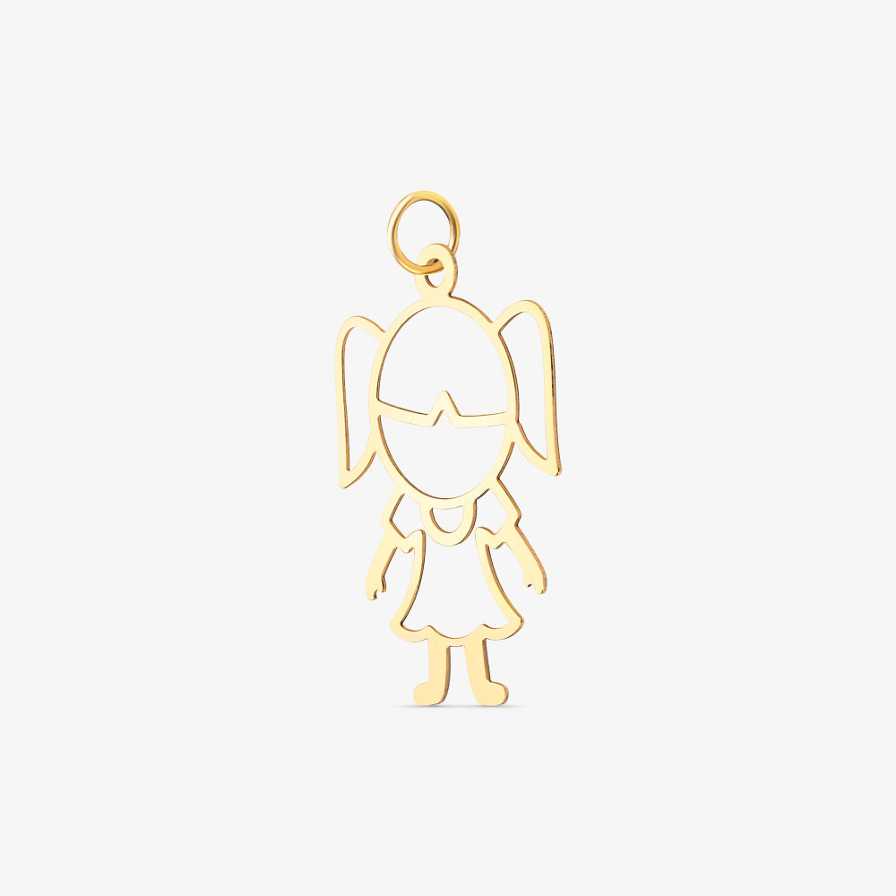 Pingente Menina Vazado com Franja em Ouro Amarelo 18K