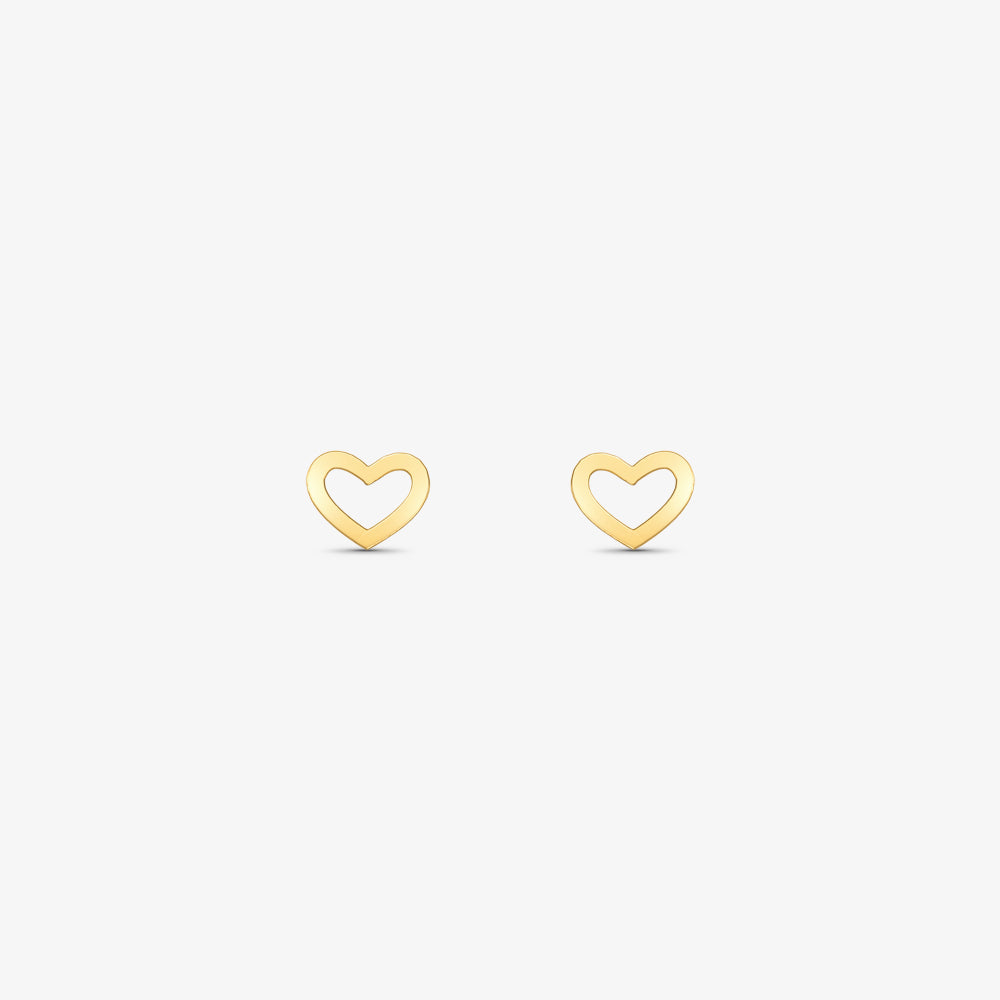 Brinco Coração Vazado M em Ouro Amarelo 18K