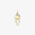 Pingente Menina com Laço em Ouro Bicolor 18K