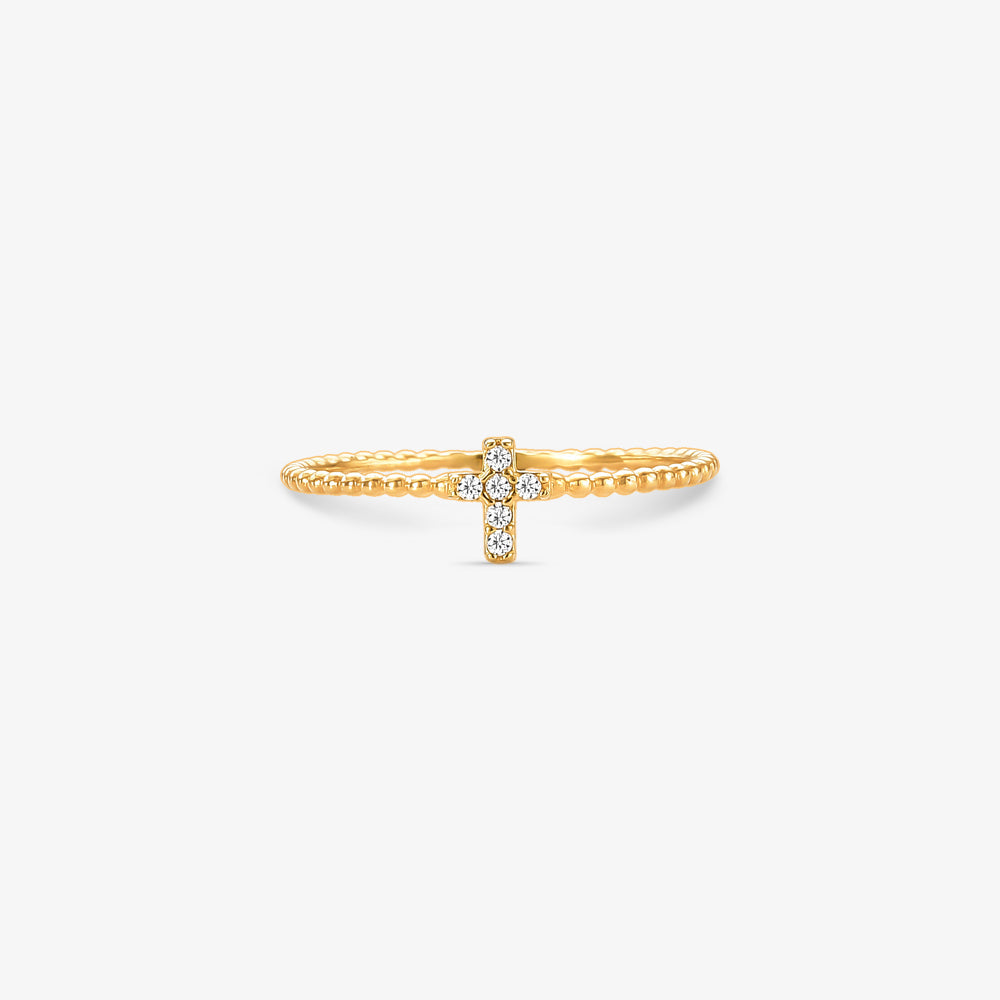 Anel Estamparia Cruz em Ouro Amarelo 18K