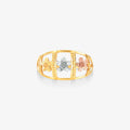 Anel Estamparia Vazado Flor Tricolor em Ouro Amarelo 18K