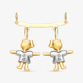 Pingente Canga com 2 Meninas e Diamante em Ouro Amarelo 18K