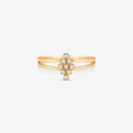 Anel Charm Meia Aliança com Diamantes em Ouro Amarelo 18K