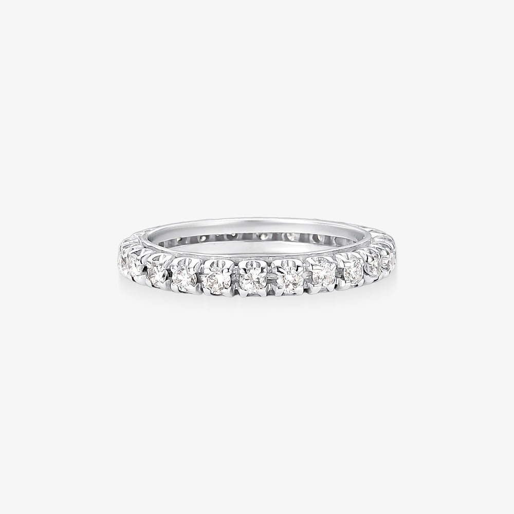 Anel Royale Meia Aliança com Diamantes em Ouro Branco 18K