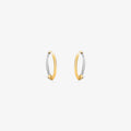 Brinco Argola Fina Redonda Bicolor em Ouro 18K