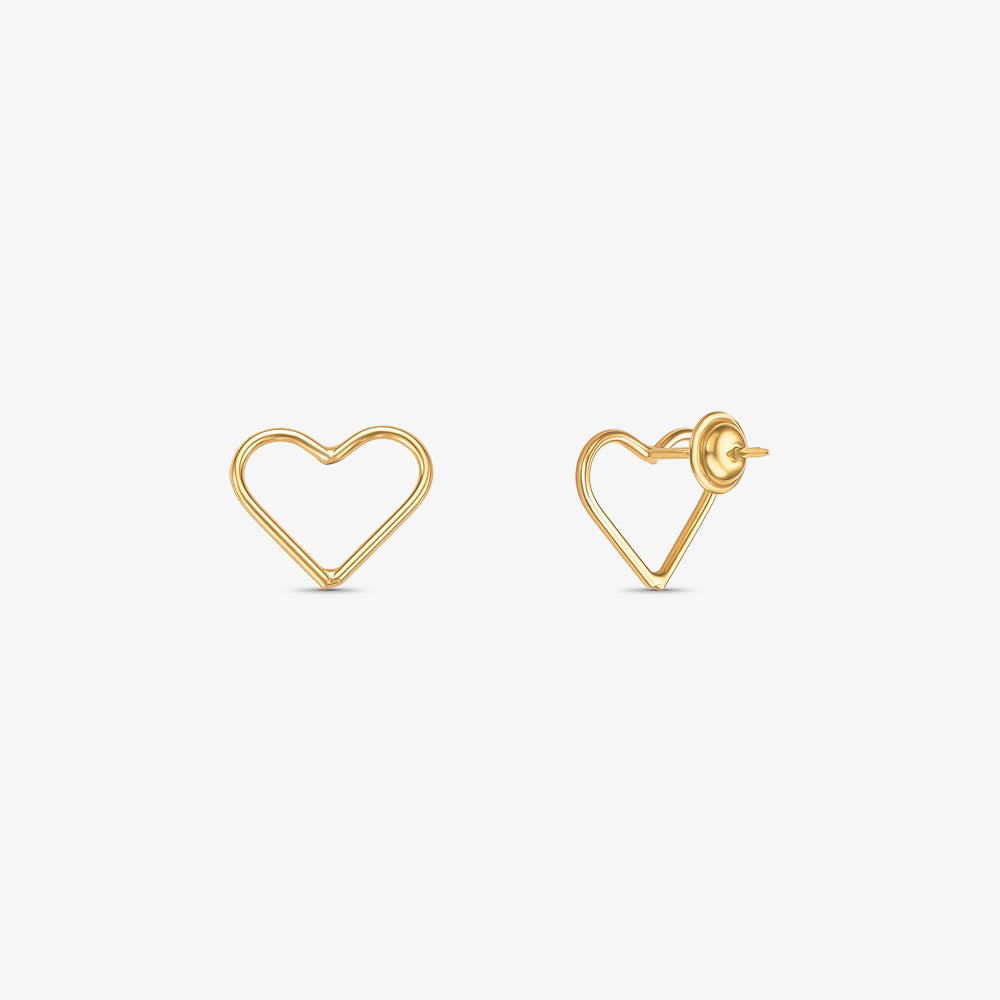 Brinco Coração Vazado em Ouro Amarelo 18K