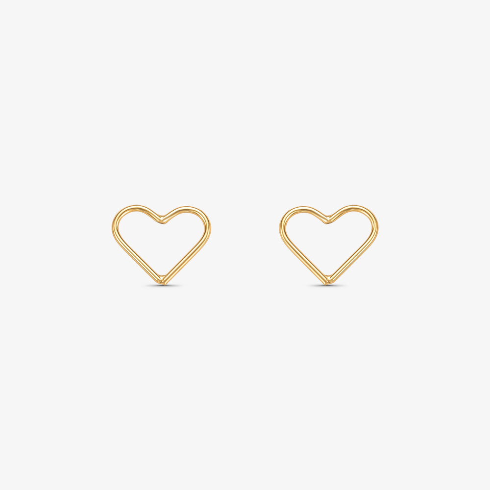 Brinco Coração Vazado em Ouro Amarelo 18K