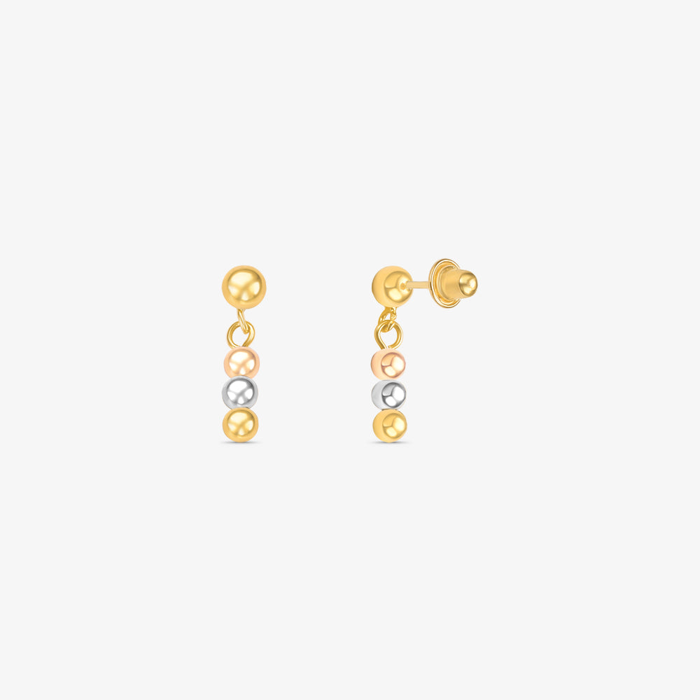 Brinco Bola Tricolor em Ouro 18K