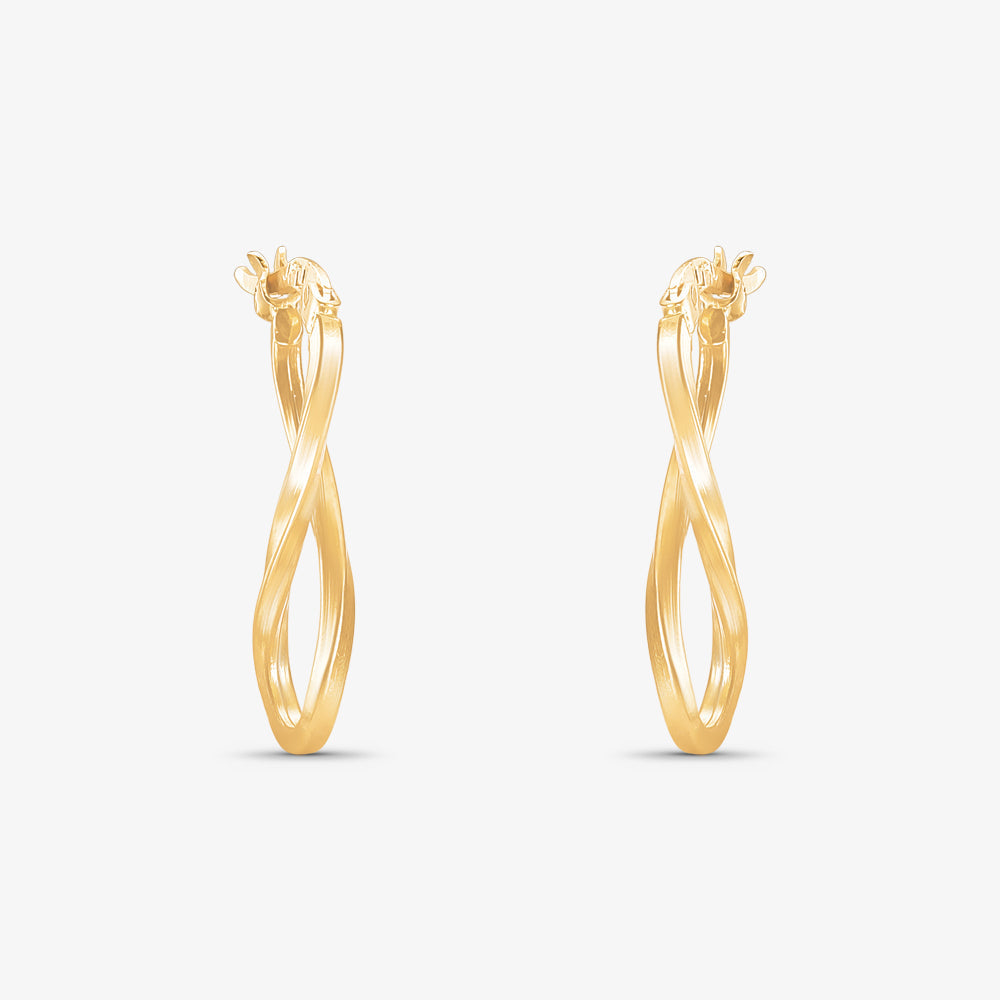 Argola Redonda Torcida em Ouro Amarelo 18K