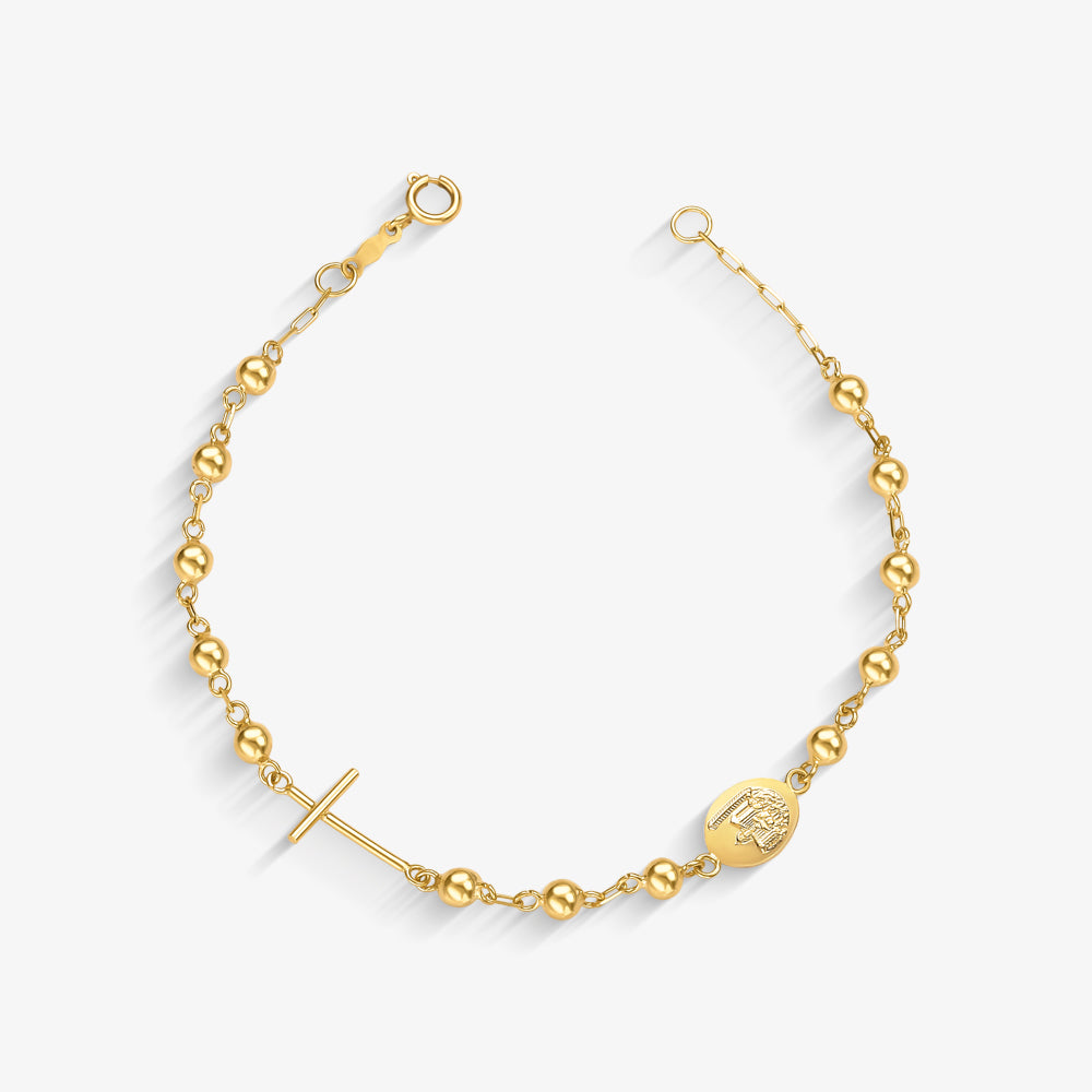 Pulseira Terço N.Sra em Ouro Amarelo 18K<