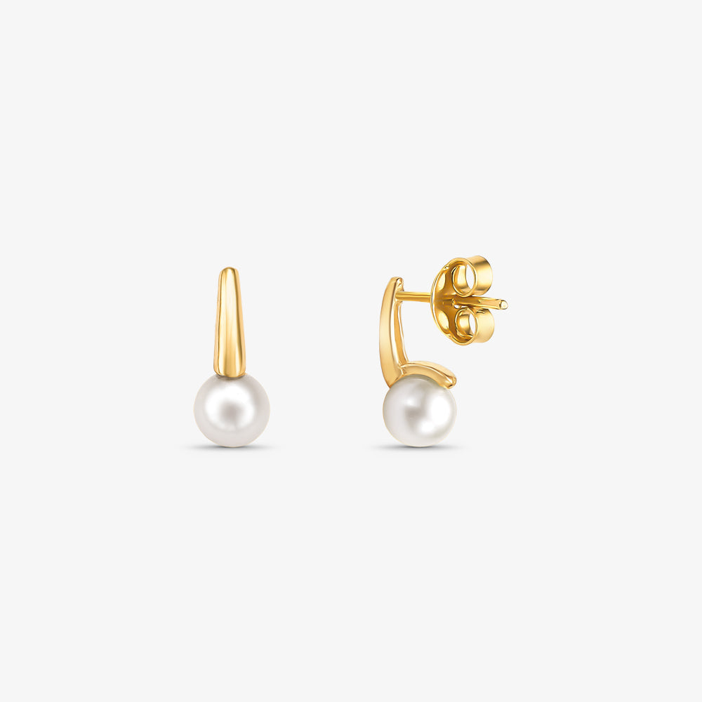 Brinco Pendurado com Pérola Natural em Ouro Amarelo 18K