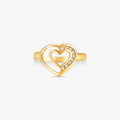Anel Coração com Diamante em Ouro Amarelo 18K