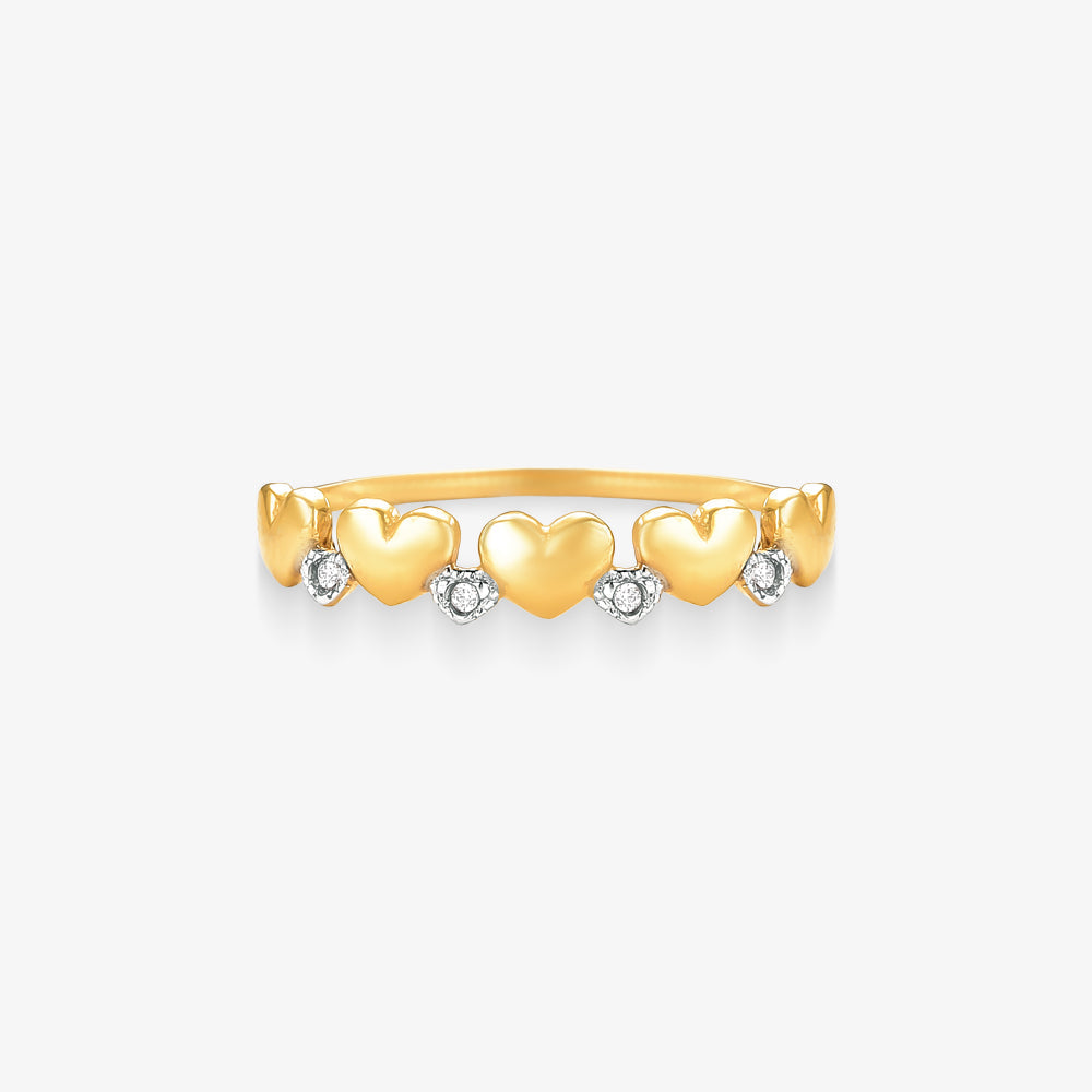 Anel Coração com Diamante em Ouro Amarelo 18K