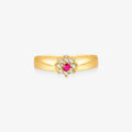 Anel Radiante com Diamantes e Rubi Natural em Ouro Amarelo 18K