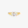 Anel Corações Bicolor com Diamante em Ouro 18K
