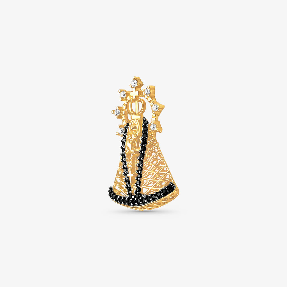 Pingente N.Sra Aparecida com Pedras em Ouro Amarelo 18K