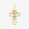 Pingente Cruz Vazada com Cristo em Ouro Branco 18K
