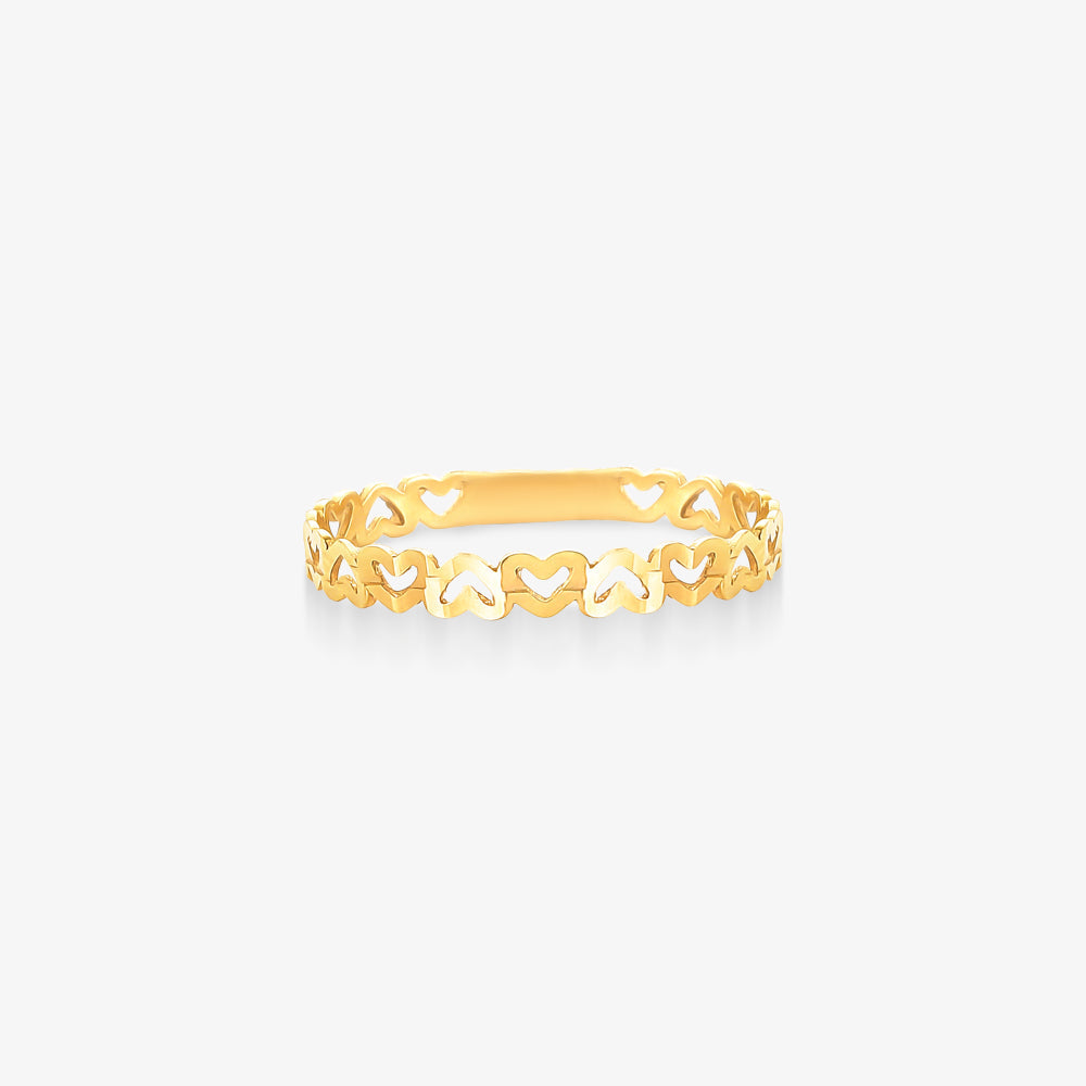 Anel Corações em Ouro Amarelo 18K