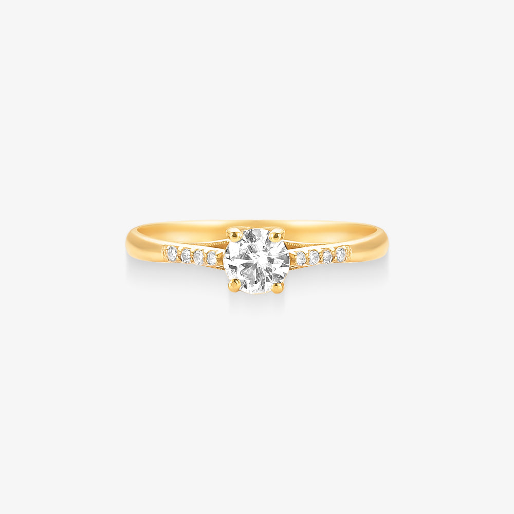 Anel Solitário Toi com Diamantes em Ouro Amarelo 18K