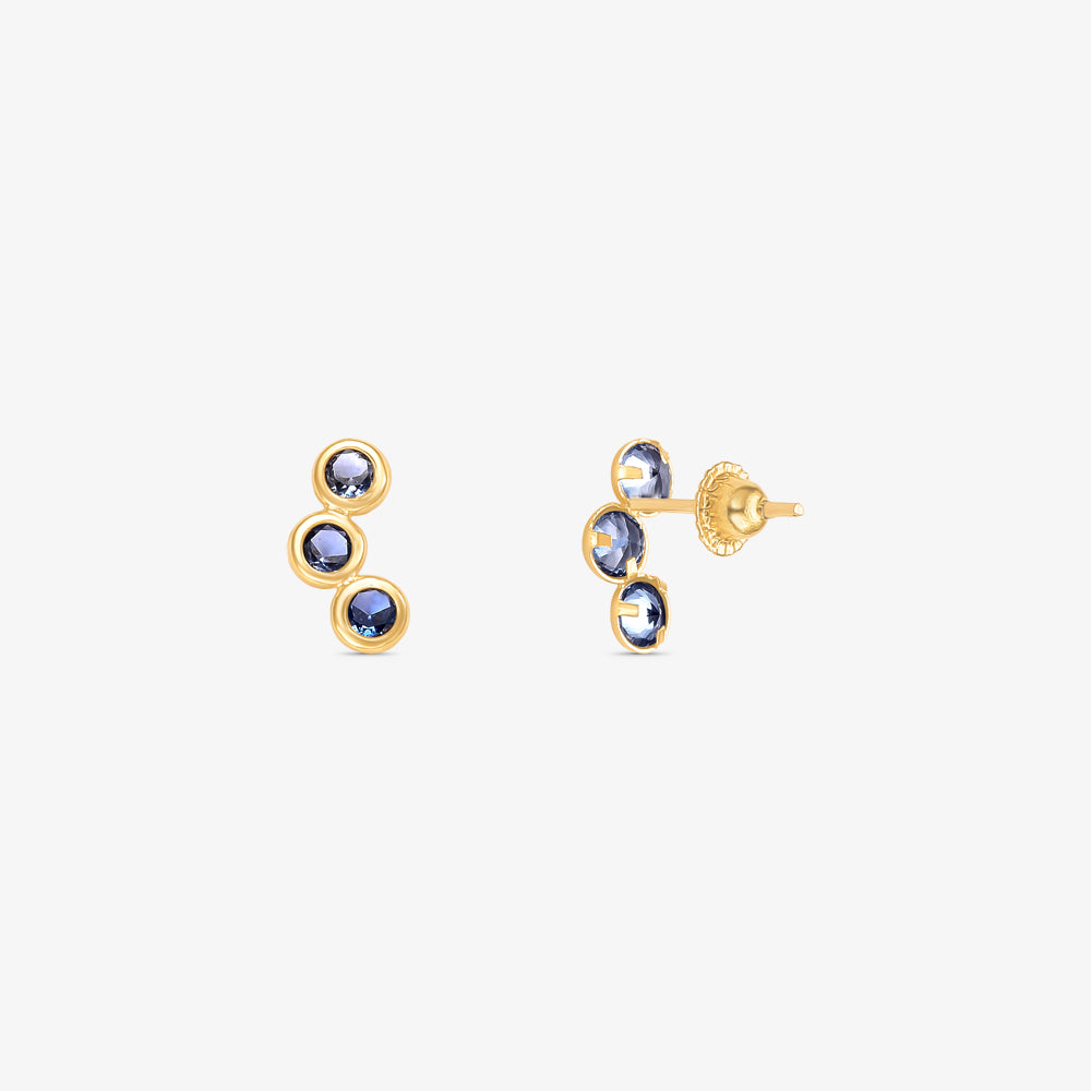 Brinco Trio com Pedras em Ouro Amarelo 18K