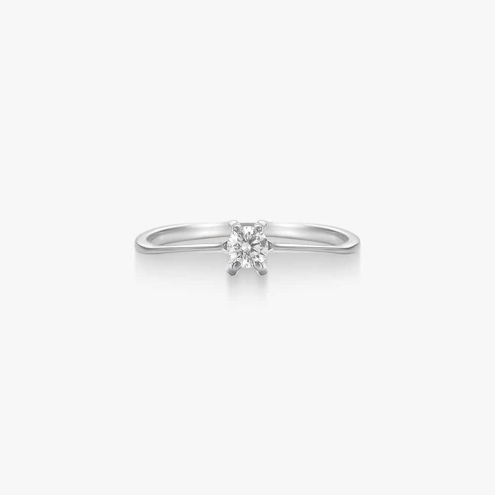 Anel Solitário Prisma com Diamante em Ouro Branco 18K
