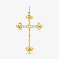 Pingente Cruz Trabalhada com Diamantes em Ouro Amarelo 18K