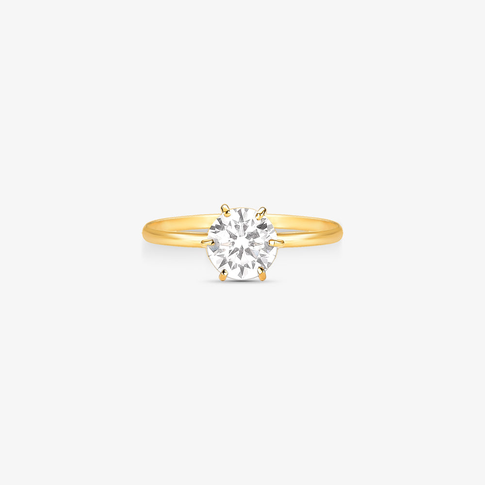 Anel Solitário Cálice em Ouro Amarelo 18K