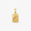 Pingente Medalha Retangular Batismo em Ouro Amarelo 18K