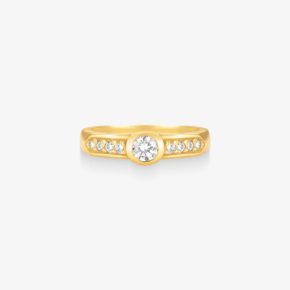 Anel Solitário Infinito com Diamantes em Ouro Amarelo 18K