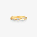 Anel Solitário Raio com Diamante em Ouro Amarelo 18K
