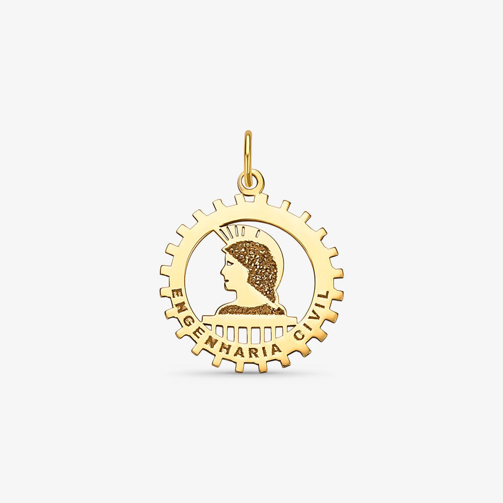 Pingente Formatura Engenharia Civil T.P. em Ouro Amarelo 18K